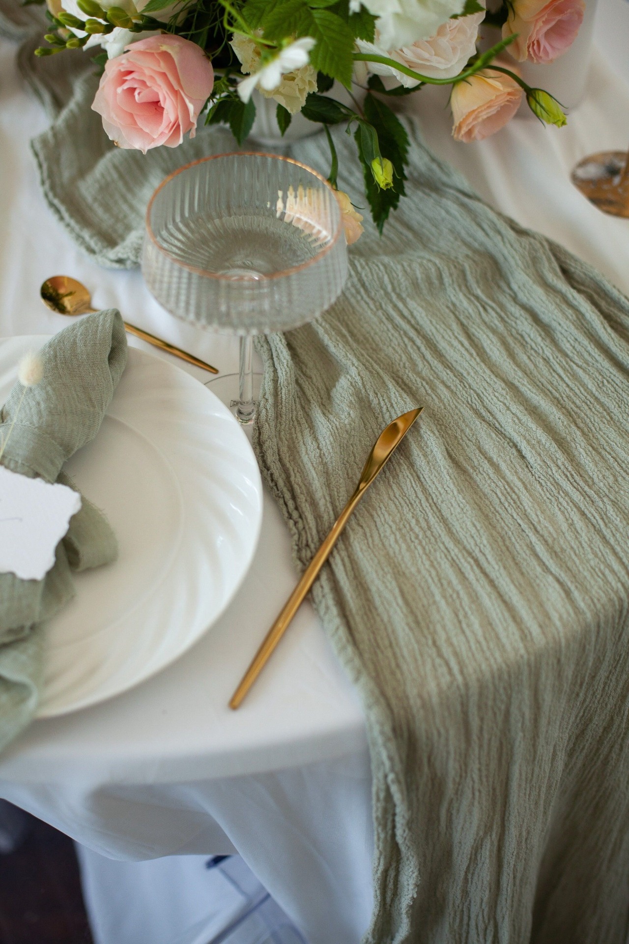 Sage Table Runners Classy Elegant Events